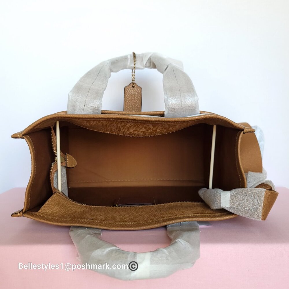 COACH Bubble Leather Cargo MEDIUM Tote w Webbing Strap- Honey Brown⭐ - Picture 12 of 16